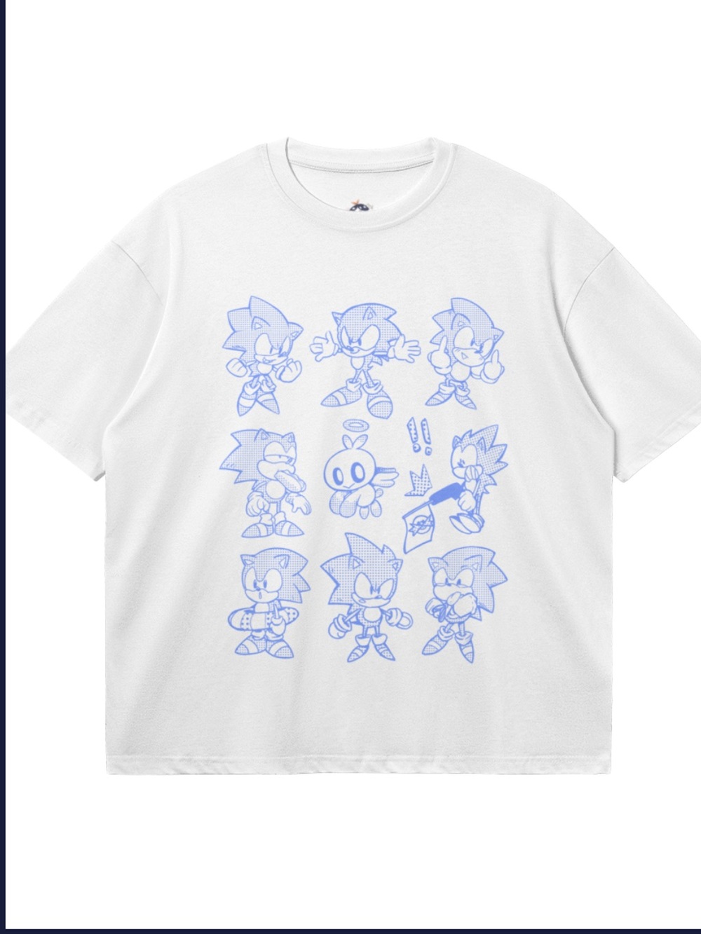 White Graphic Sonic Character T‑Shirt